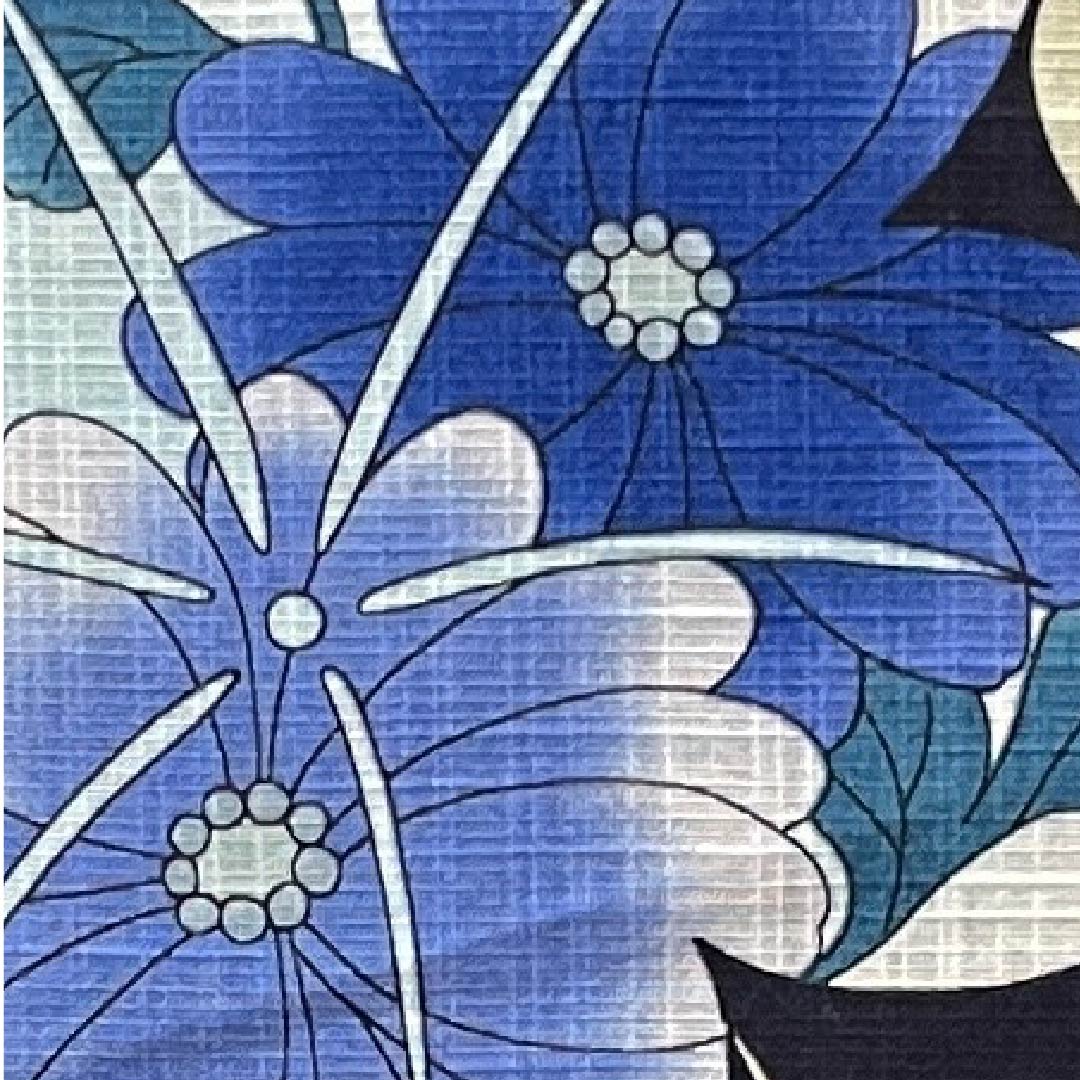 Yukata, dark blue, bush clover, maple leaves, chrysanthemum, arabesque cotton, S rank, single layer, length 167cm, sleeve length 67cm, navy blue, 1118004432518