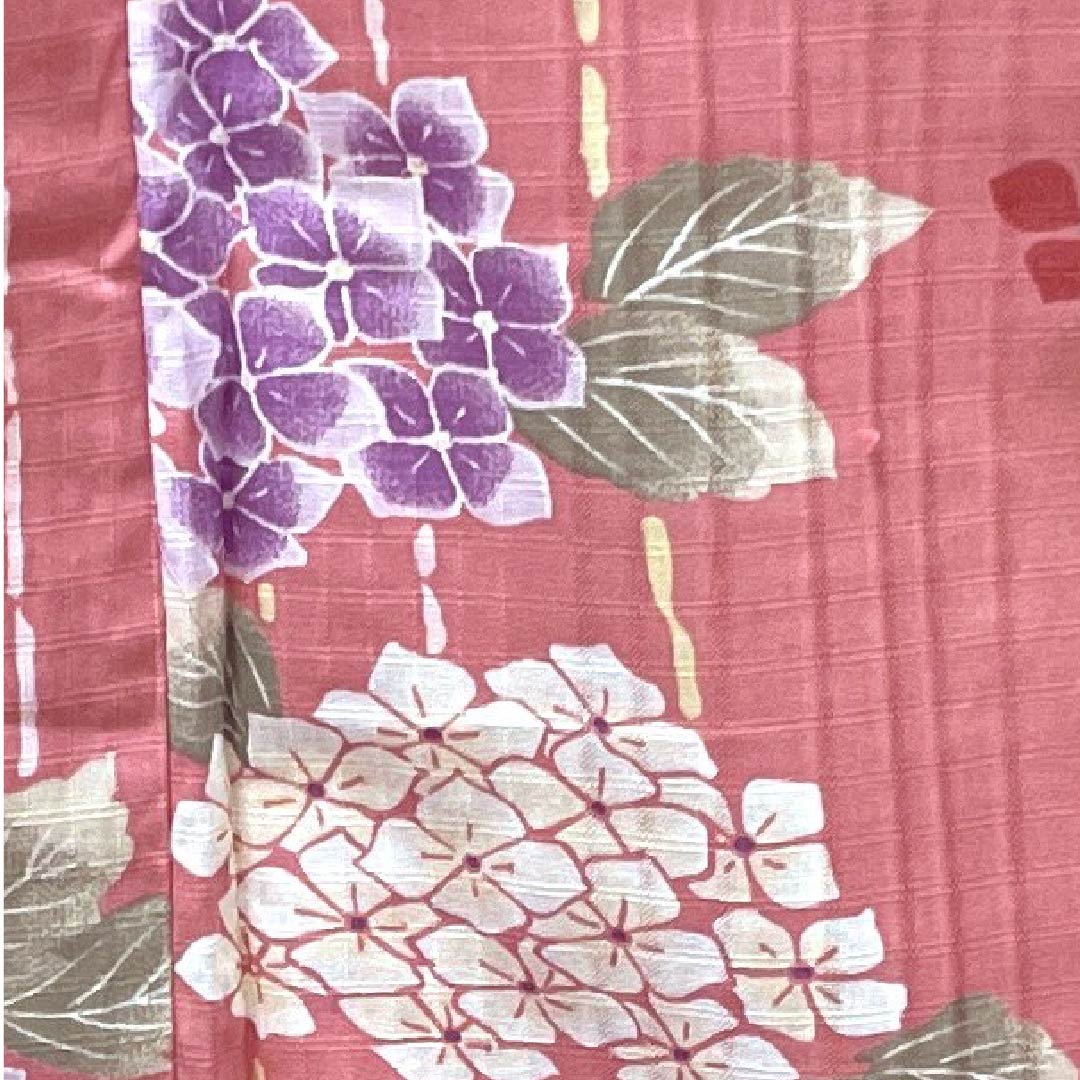 浴衣 長春色 紫陽花 木綿 Sランク 単衣 身丈167cm 裄丈66cm ピンク系 1118004212513