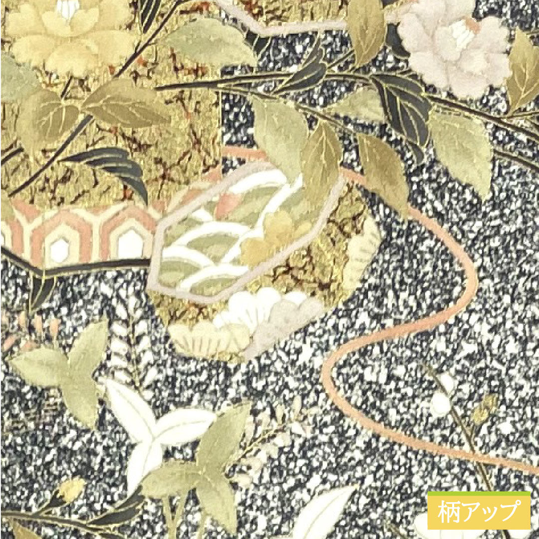 訪問着 正絹 袷 身丈155cm 裄丈62.5cm 京友禅 タタキ染 草花模様 Sランク モノトーン 1112004412327