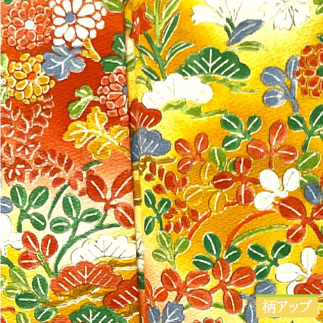 Komon, pure silk, length 158.5cm, sleeve length 64cm, lined, floral pattern, S rank, gradation style, 1115003812399