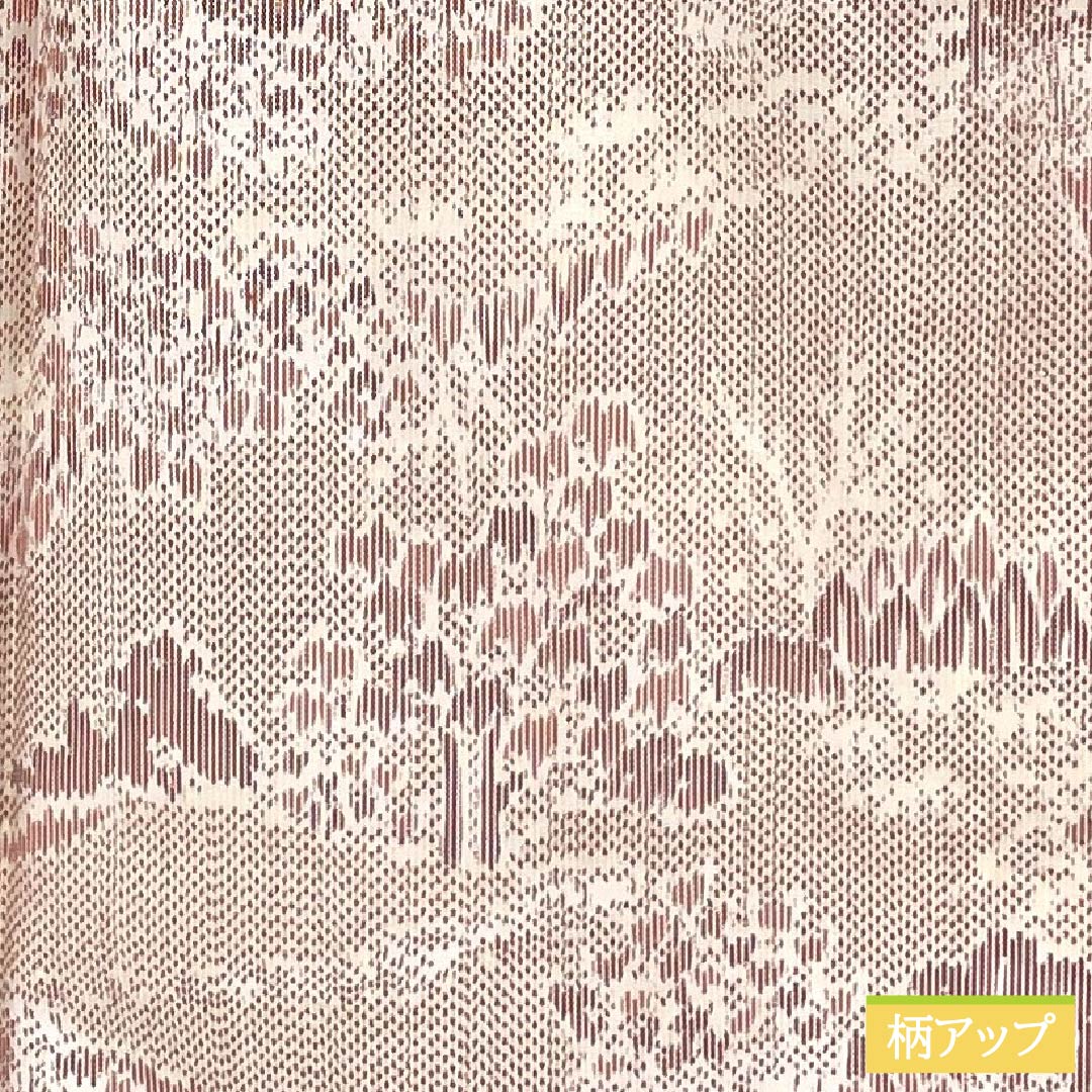 紬 正絹 身丈169.5cm 裄丈67cm 浅蘇芳色(あさきすおういろ) 風景模様 Sランク 単衣 ピンク系 1116003822513