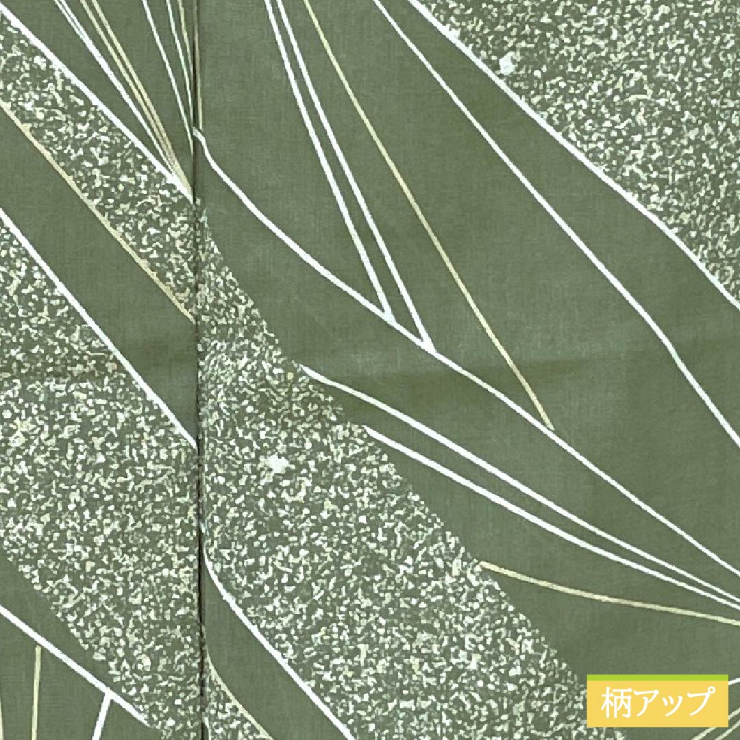 夏物 ポリエステル 小紋 身丈167cm 裄丈69.5cm 岩井茶色(いわいちゃいろ) 抽象模様 紗 Sランク 緑系 1132002392519