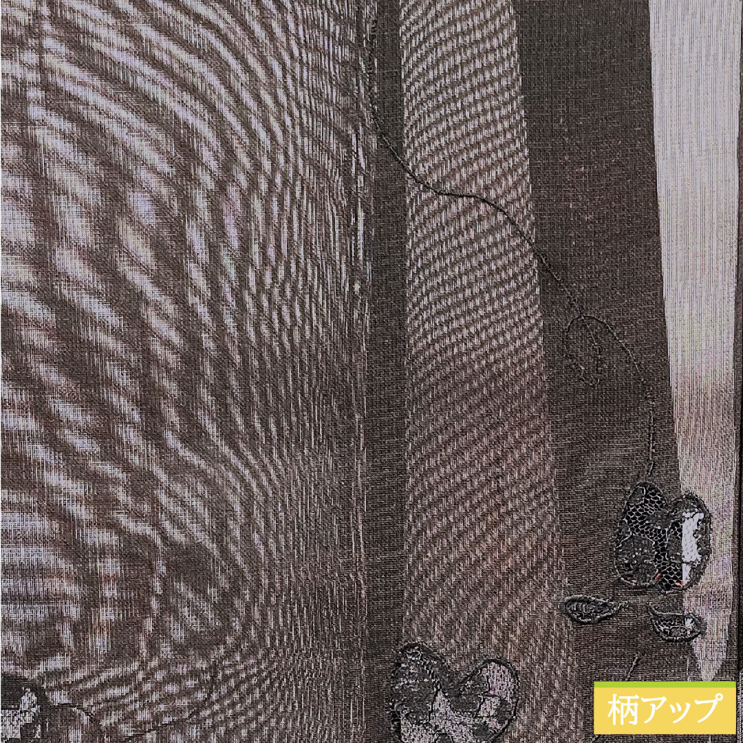 羽織 正絹 身丈81.5cm 裄丈68cm 夏物 抽象模様 紗 Sランク 夏物 黒系 1117000852910