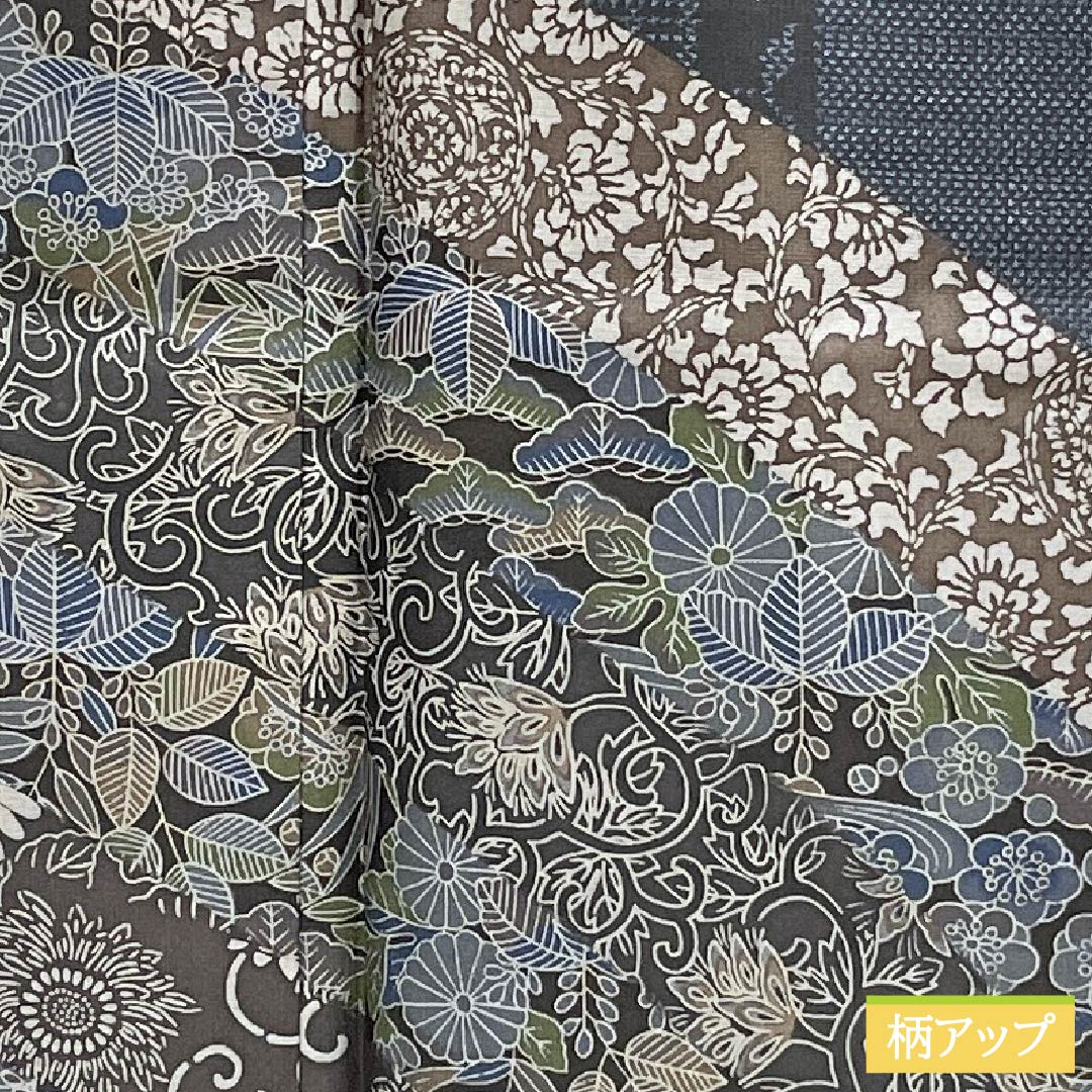 訪問着 正絹 Sランク 袷 身丈161.5cm 裄丈65.5cm 紺色(こんいろ) 大島紬 草花 紺系 1112007302418