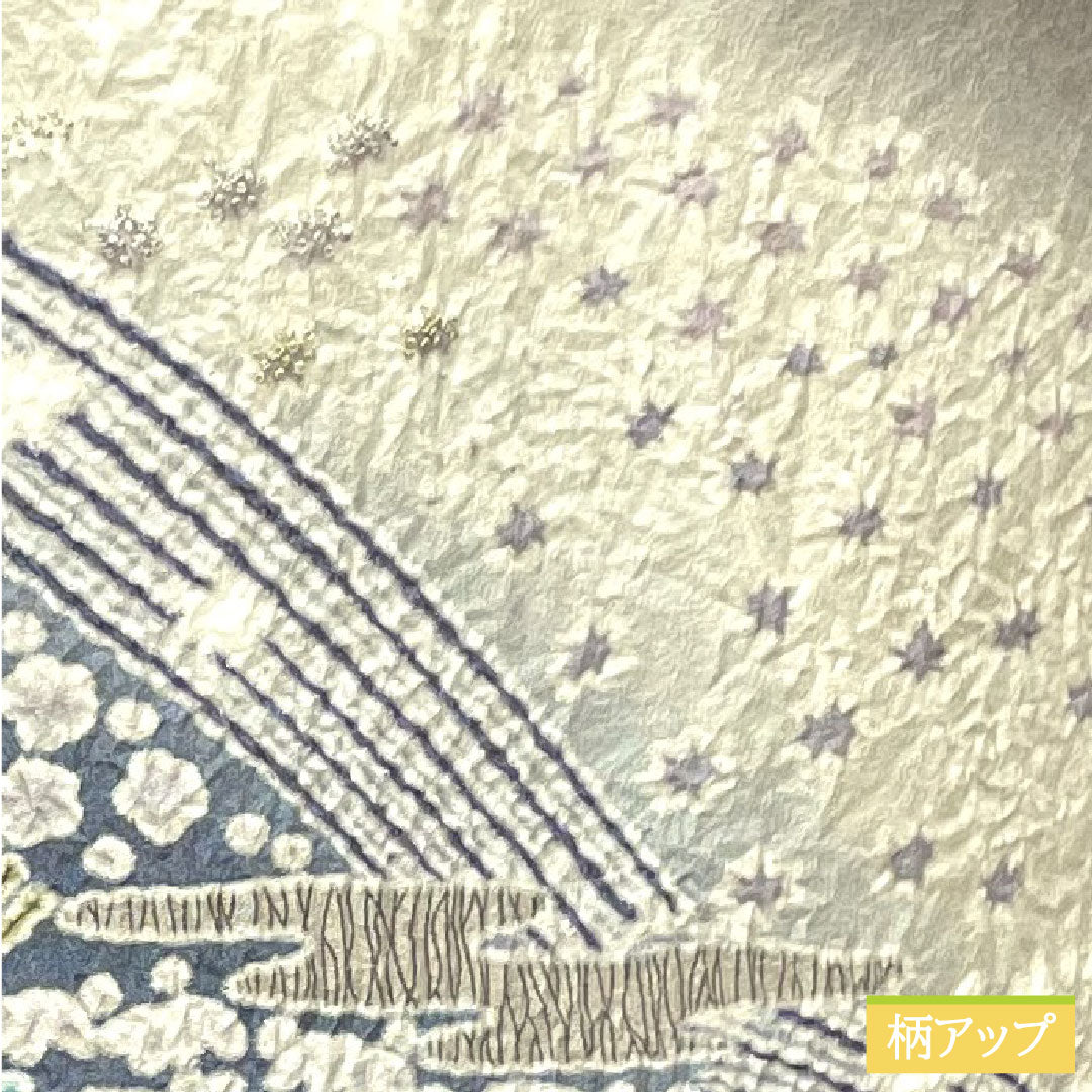 Homongi, pure silk, lined, length 155.5cm, sleeve length 63cm, gray, Oboro-zome, tie-dye, artist's work, abstract pattern, S rank, gray 1112003822322