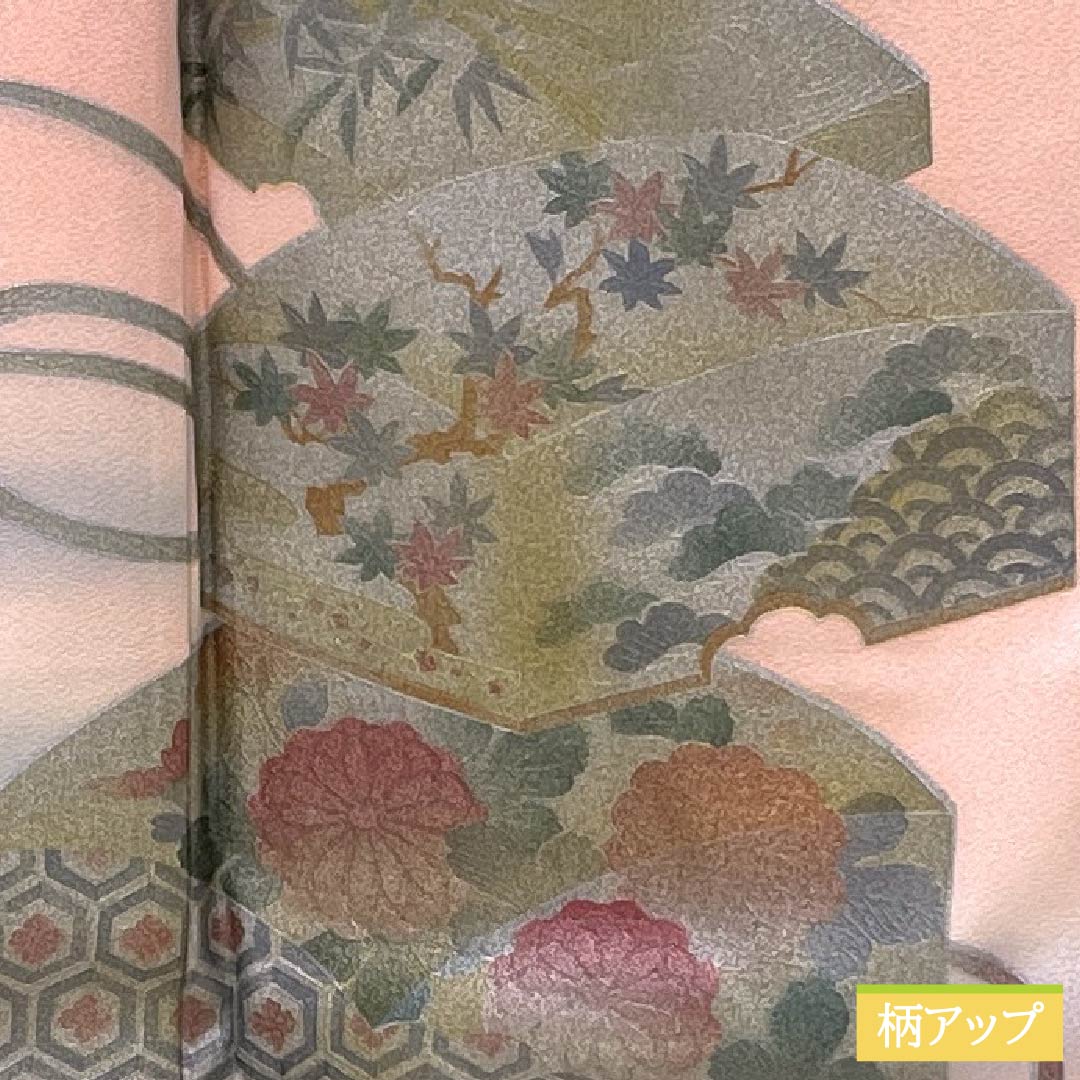 訪問着 正絹 Sランク 袷 身丈167.5cm 裄丈68cm 曙色(あけぼのいろ) 金彩加工 重箱 しつけ糸付き ピンク系 1112006372513