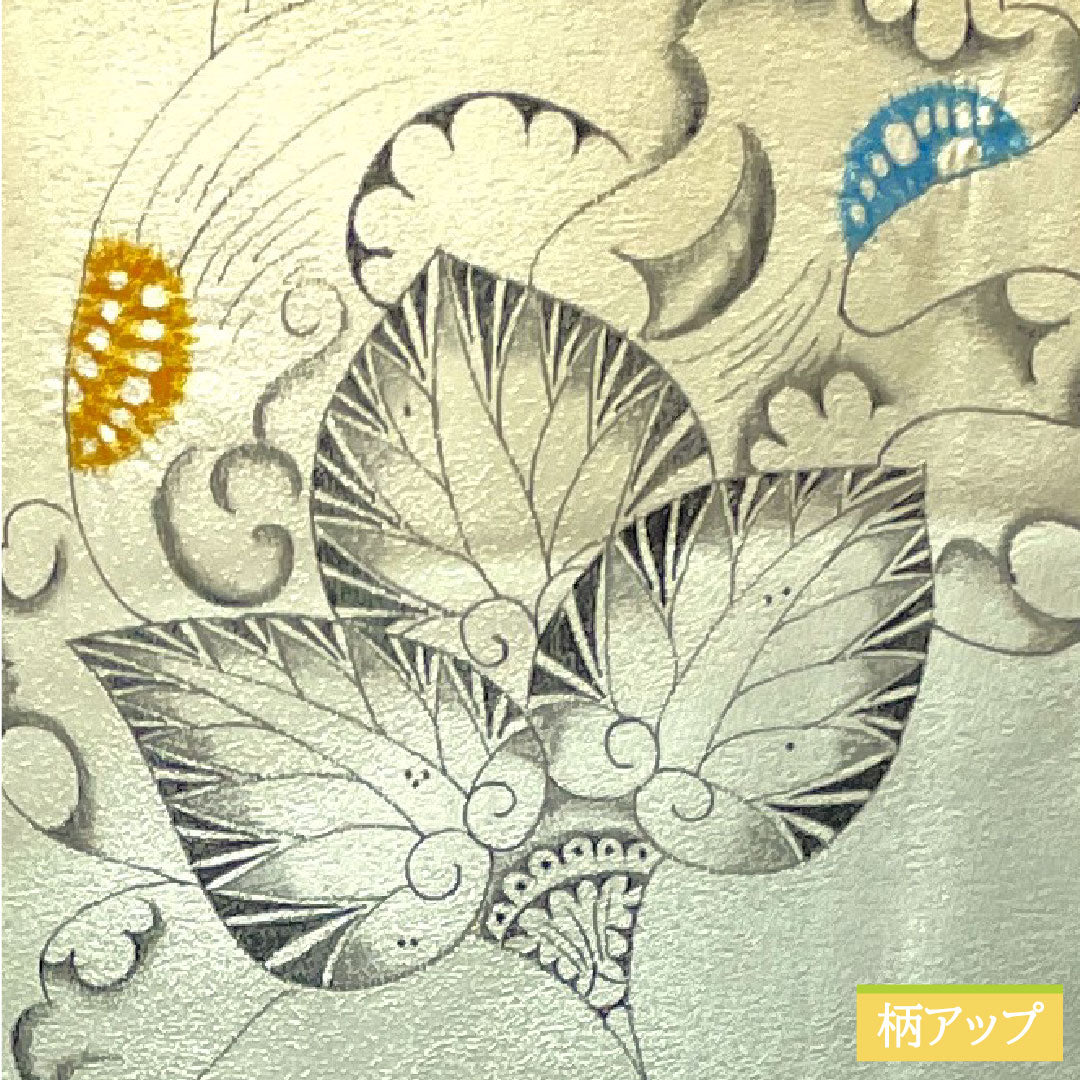 Homongi, pure silk, lined, length 171.5cm, sleeve length 72.5cm, lacquered color, Tsujigahana pattern, basting thread included, unused, S rank, cream color, 1112003452615