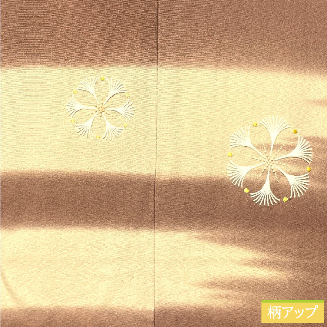道中着 正絹 身丈84cm 裄丈62.5cm 檜皮色 刺繡 抽象模様 Aランク 袷 茶系 1117000773914