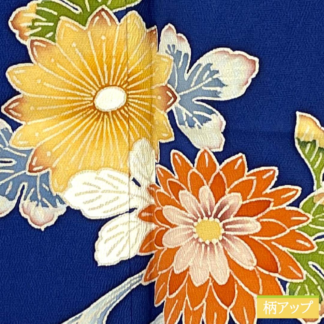 訪問着 正絹 Bランク 袷 身丈158cm 裄丈63.5cm 紺瑠璃色(こんるりいろ) 京紅型 吉祥文様 松竹梅 菖蒲 鳥 青系 1112007284317