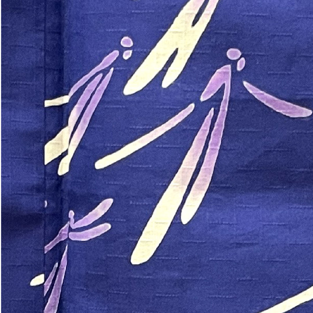 浴衣 しつけ糸付き 未使用品 紺桔梗色 トンボ 木綿 Sランク 単衣 身丈168cm 裄丈66cm 紺系 1118002692518