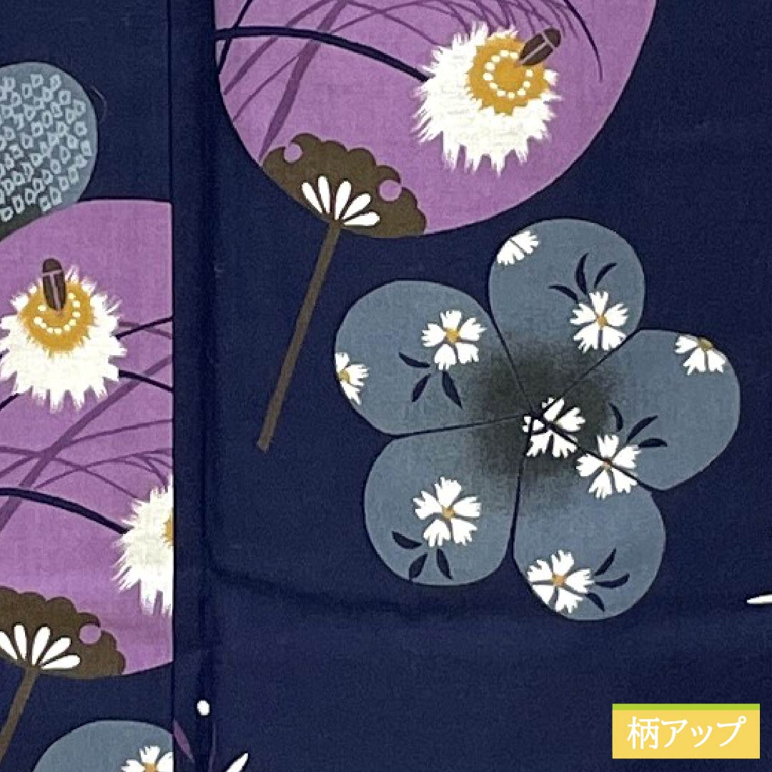 浴衣 木綿 身丈165cm 裄丈65.5cm Sランク 単衣 紺系 濃紺色(のうこんいろ) うちわ 花火 1118006652518