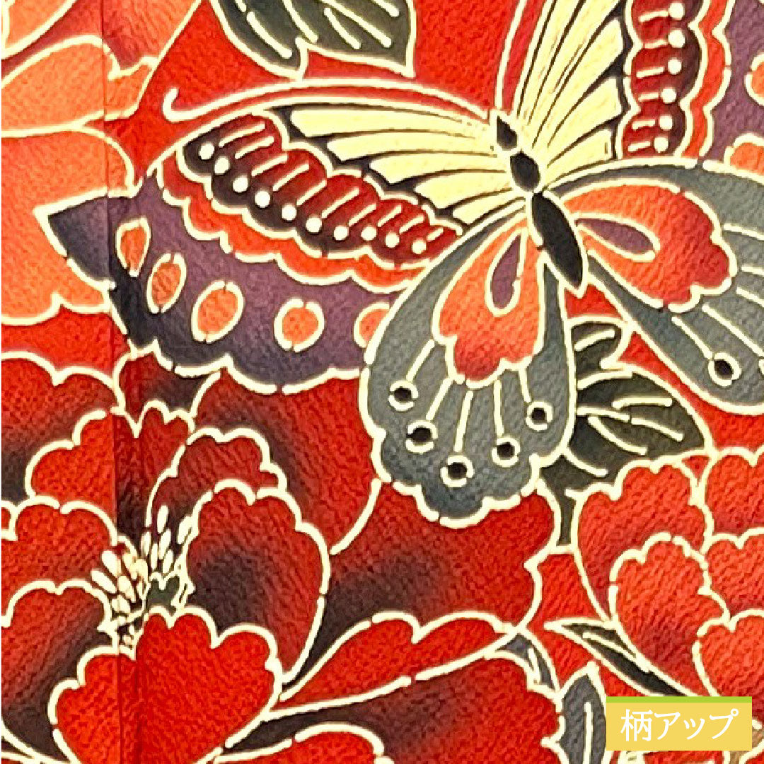 振袖 正絹 身丈158.5cm 裄丈63.5cm 袷 赤紅色 京紅型 吉祥文様 Aランク 赤系 1113001933312