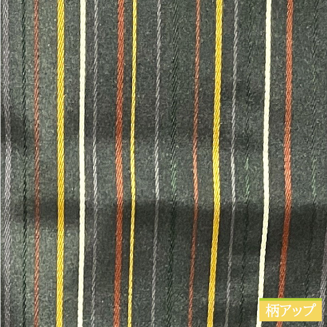 小紋 ポリエステル 身丈164.5cm 裄丈65cm 袷 洗える着物 縞模様 Sランク 黒系 1115003952410