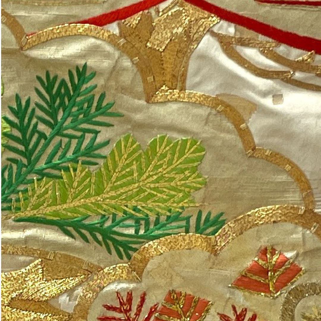 色打掛 身丈184cm 千總 大丸 千歳契松文 金駒刺繡 正絹 Bランク 袷 クリーム系 1110000604915