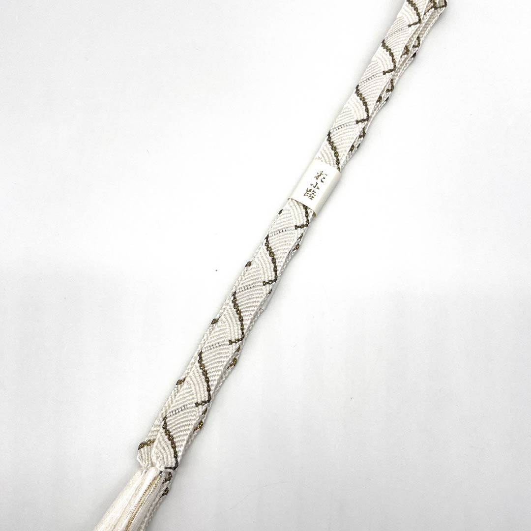 (新古品) 帯締め・帯揚げセット 正絹 留袖用 露芝 結婚式 披露宴 長さ約156cm 幅約1.5cm フォーマル Sランク 白系 1141000062311