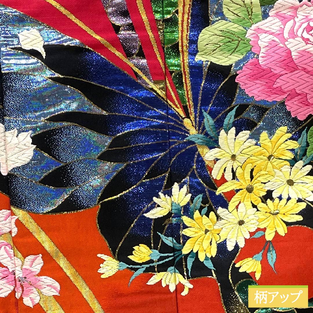 色打掛 正絹 Sランク 身丈188cm 裄丈67cm 真紅色(しんくいろ) 森英恵 HANAE MORI 唐織 蝶 袷 赤系 1110001102912