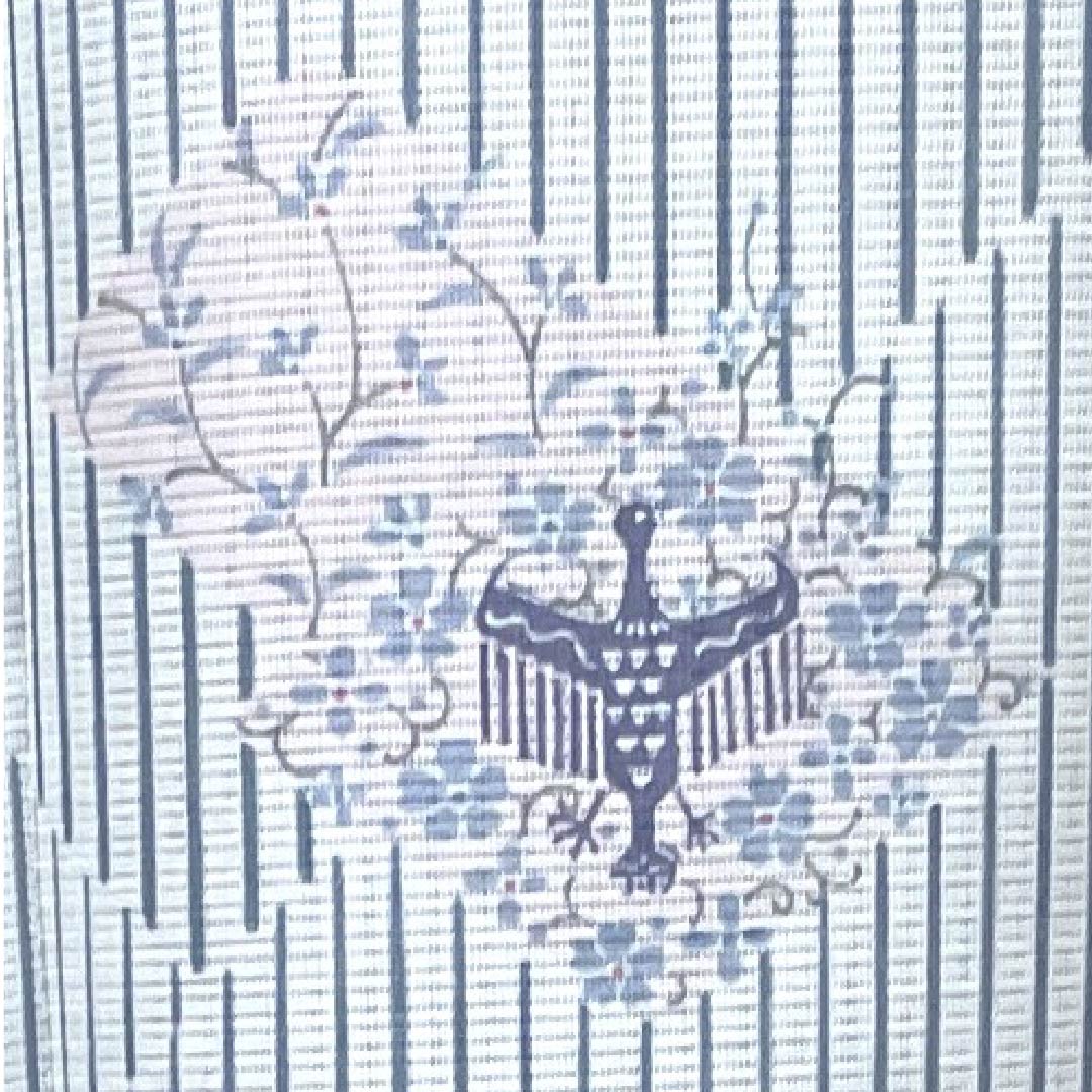 Summer polyester komon, length 160cm, sleeve length 63cm, fish belly white, bird, floral arabesque, diamond pattern, silk, S rank, white, 1132000342411