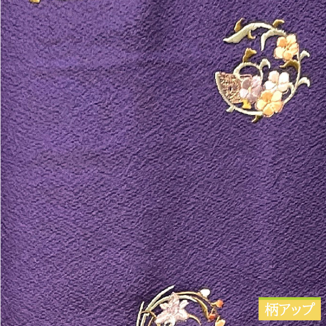 Homongi, pure silk, lined, length 155.5cm, sleeve length 65.5cm, purple, embroidery, basting thread included, unused, S rank, purple, 1112003462320