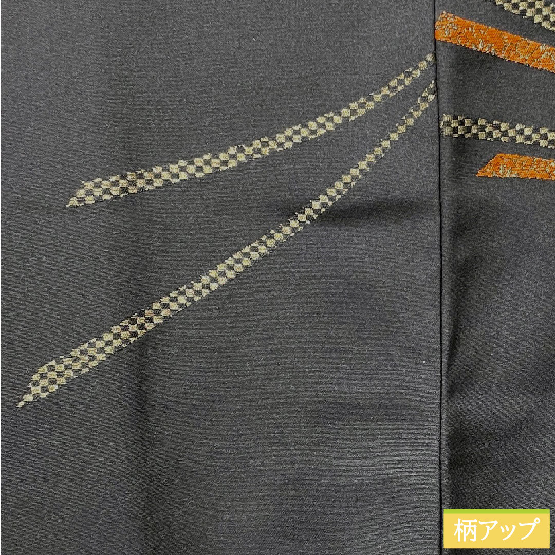 羽織 正絹 身丈78cm 裄丈63.5cm 黒羽織 松葉 一つ紋 桔梗に三つ鱗 Sランク 袷 黒系 1117000822910