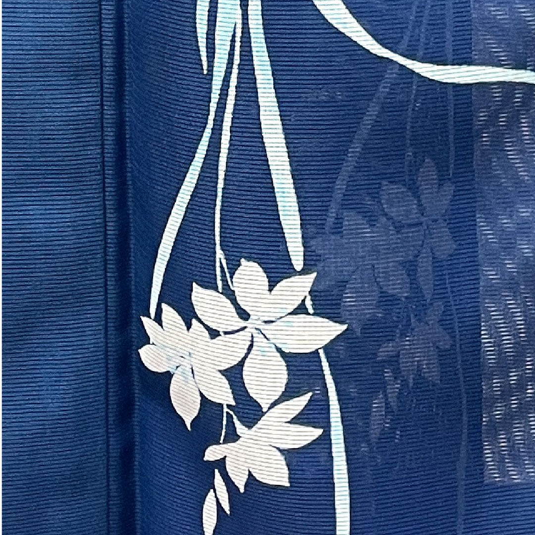 夏物 ポリエステル 小紋 身丈160cm 裄丈63cm 呉須色(ごすいろ) タマスダレ しつけ糸付き 未使用品 絽 Sランク 青系 1132000962417