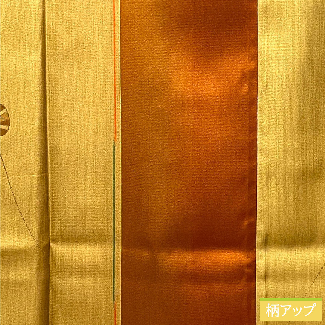 道行コート 正絹 身丈122.5cm 裄丈64cm 唐金色(からかねいろ) 抽象模様 Sランク 単衣 黄系 1117001012923