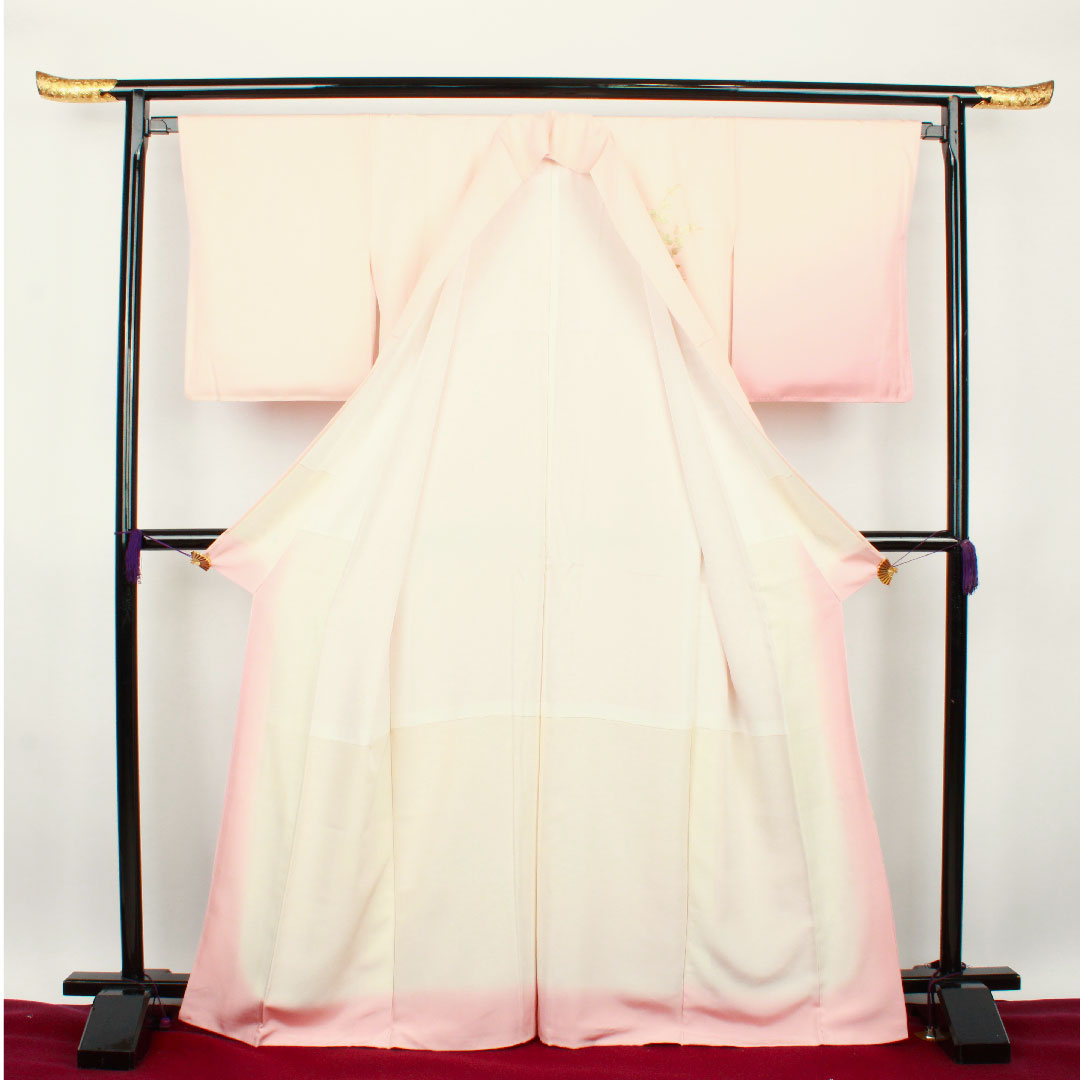 訪問着 袷 身丈167.5cm 裄丈65cm 乙女色 和田光正 金彩友禅 草花模様 正絹 Sランク ピンク系 1112001822513