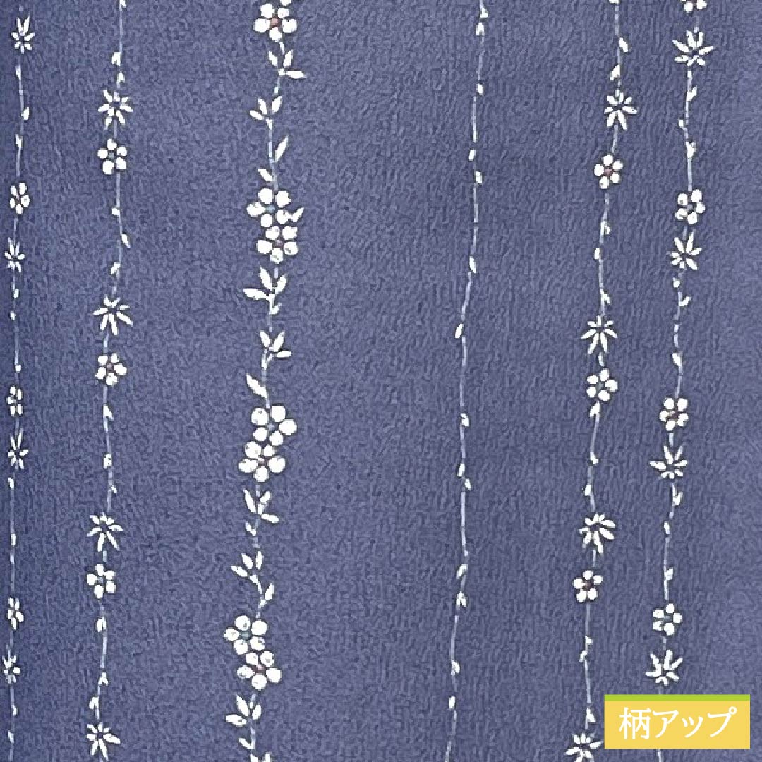 Komono Polyester A Rank Length 162.5cm Sleeve-to-sleeve 66cm Unlined Futai Aiiro (Deep Indigo) Katazome Small Flowers Washable Kimono Purple System 1115008053420