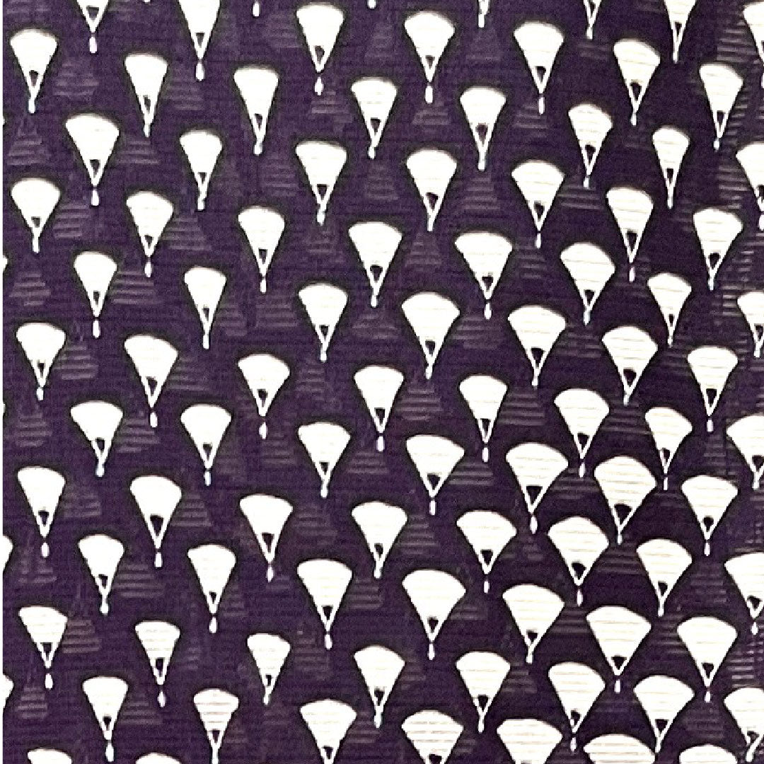 夏物 ポリエステル 小紋 身丈162cm 裄丈67.5cm 深紫色(ふかむらさきいろ) 洗える着物 扇 絽 Sランク 紫系 1132000702420