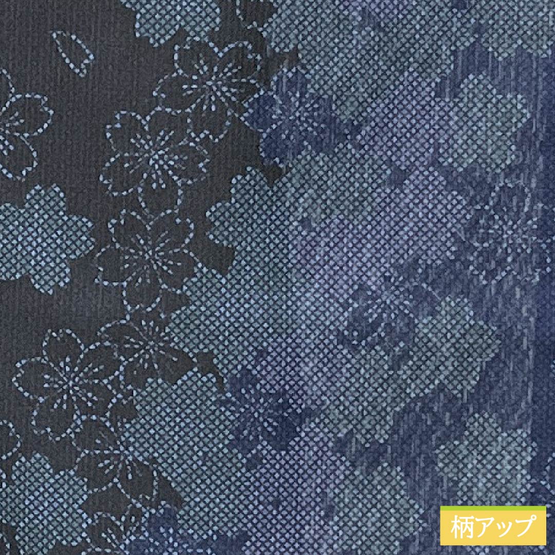 Summer kimono, polyester, small pattern, length 163.5cm, sleeve length 65cm, cherry blossom, washable kimono, gauze, S rank, black, 1132001942410