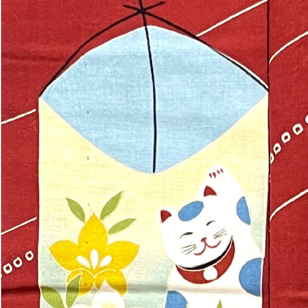 浴衣 深紅色 灯篭流し 桜 猫 木綿 Sランク 単衣 身丈167.5cm 裄丈70cm 赤系 1118001922512