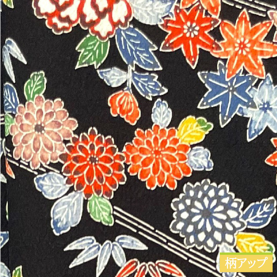 Komon, pure silk, length 152cm, sleeve length 63.5cm, lined, stencil-dyed, auspicious motif, S rank, black, 1115004132210