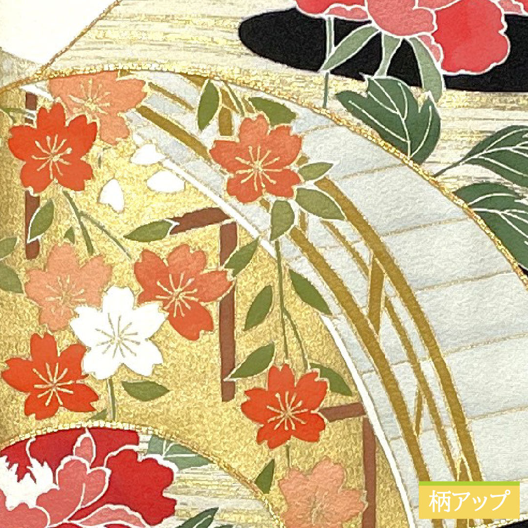 黒留袖 正絹 身丈150cm 裄丈64cm 袷 京友禅 吉祥文様 五つ紋 轡十字(くつわじゅうじ) Sランク 黒系 1111001772110