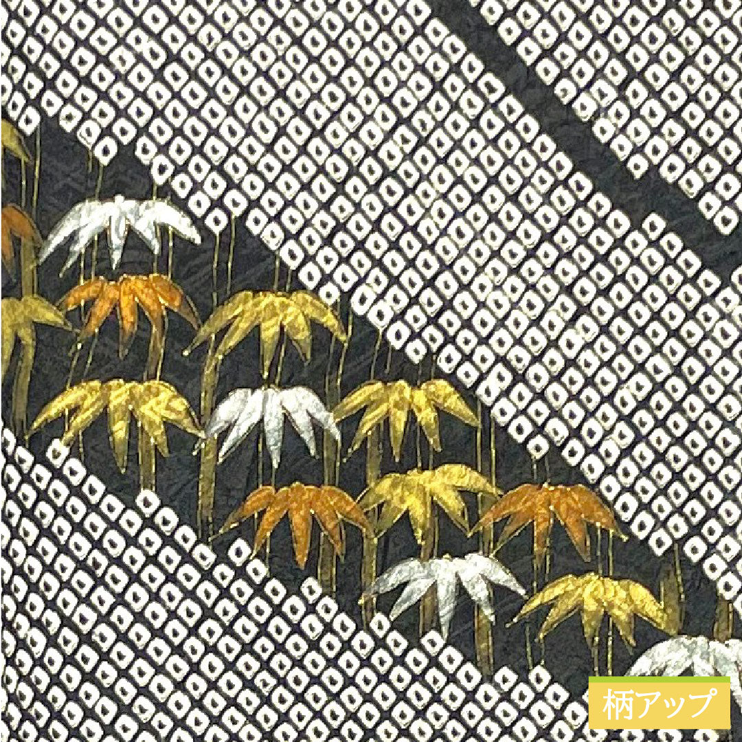 訪問着 正絹 袷 身丈160cm 裄丈63cm 総絞り 松竹梅 Sランク 黒系 1112004642410