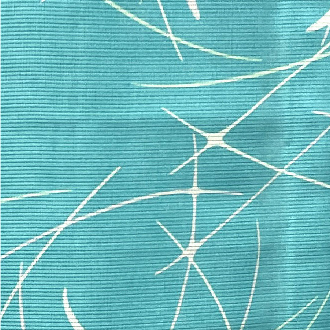 夏物 ポリエステル 小紋 身丈154.5cm 裄丈61.5cm 水浅葱色(みずあさぎいろ) 洗える着物 幾何学模様 絽 Sランク 水色系 1132001722224