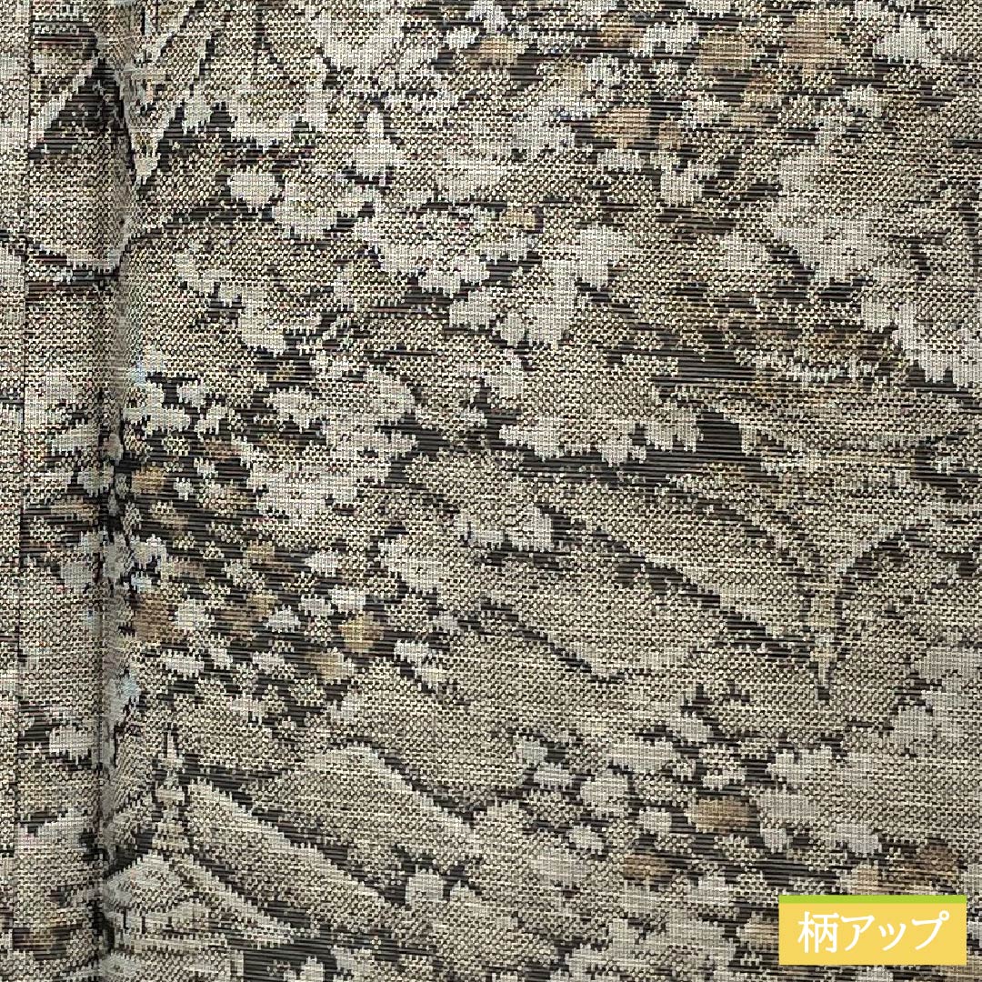 紬 正絹 身丈160.5cm 裄丈62.5cm 銀煤竹色(ぎんすすたけいろ) 風景模様 Aランク 袷 グレー系 1116003863422