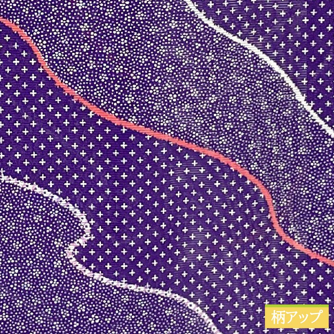 夏物 ポリエステル 小紋 身丈167.5cm 裄丈68.5cm 紫色(むらさきいろ) 小花模様 道長取り 洗える着物 絽 Sランク 紫系 1132002522520