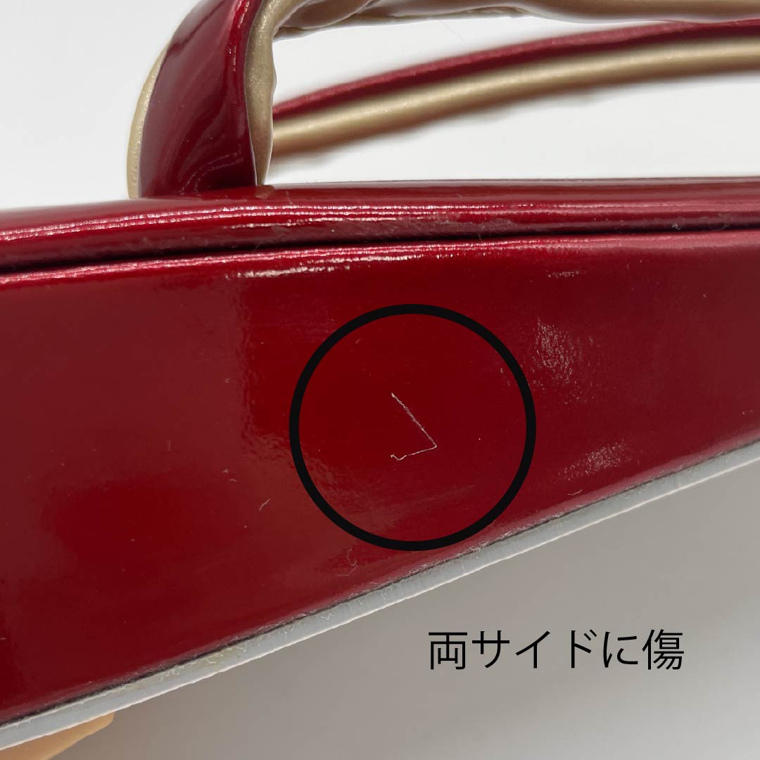 (New old stock) Formal sandal and bag set, raw crimson, unused, plain, for long-sleeved kimono, size M, red, rank S, 1133000132312