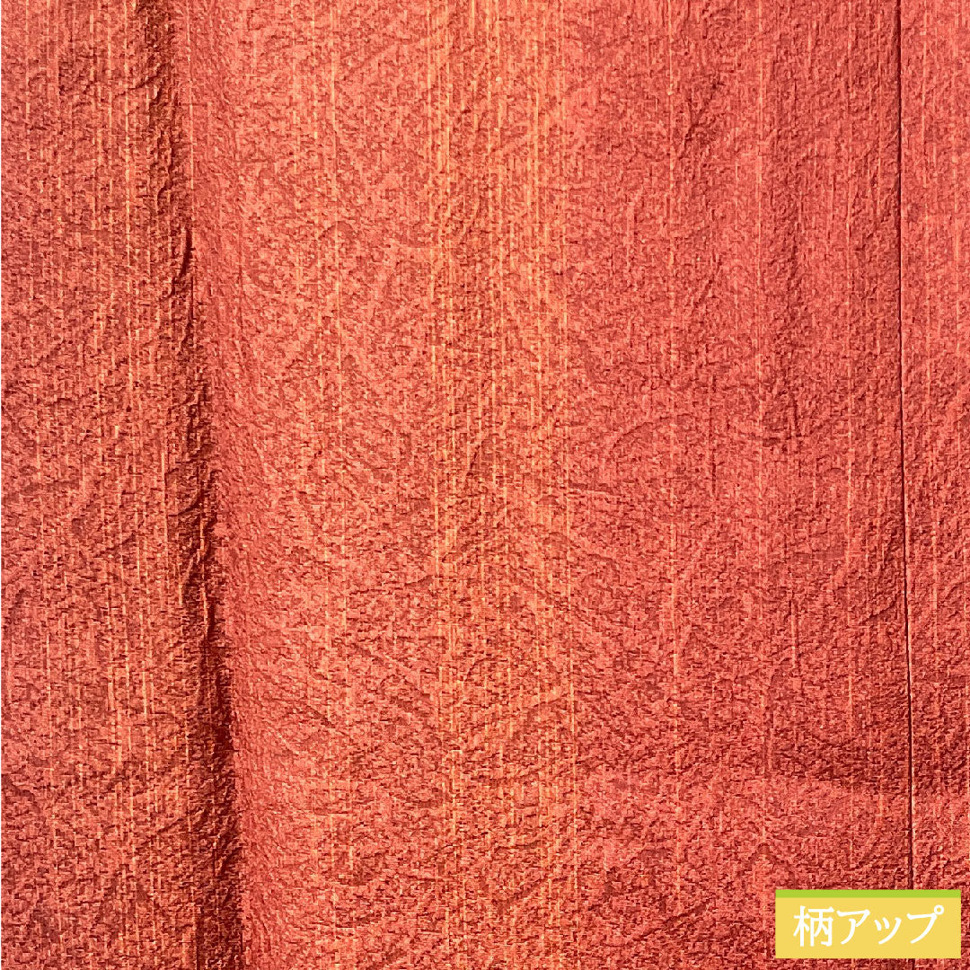 道行コート 正絹 身丈85cm 裄丈67cm 深緋色 抽象模様 Sランク 袷 赤系 1117000812912