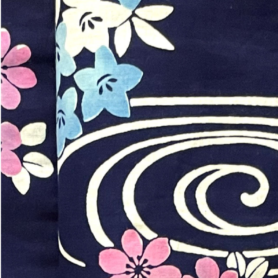 浴衣 しつけ糸付き 未使用品 濃紺色 紫陽花 木綿 Sランク 単衣 身丈151.5cm 裄丈64.5cm 紺系 1118002712218