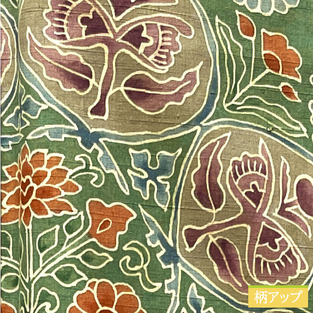 訪問着 正絹 袷 身丈158cm 裄丈65cm 胡桃色 紬地 更紗模様 しつけ糸付き Sランク 黄系 1112003322323