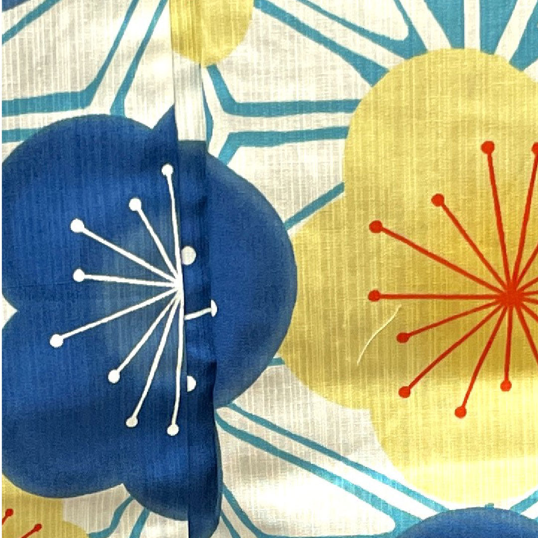 浴衣 山本彩ブランド 梅 麻の葉 木綿 Sランク 単衣 身丈167.5cm 裄丈68.5cm 白系 1118003972511