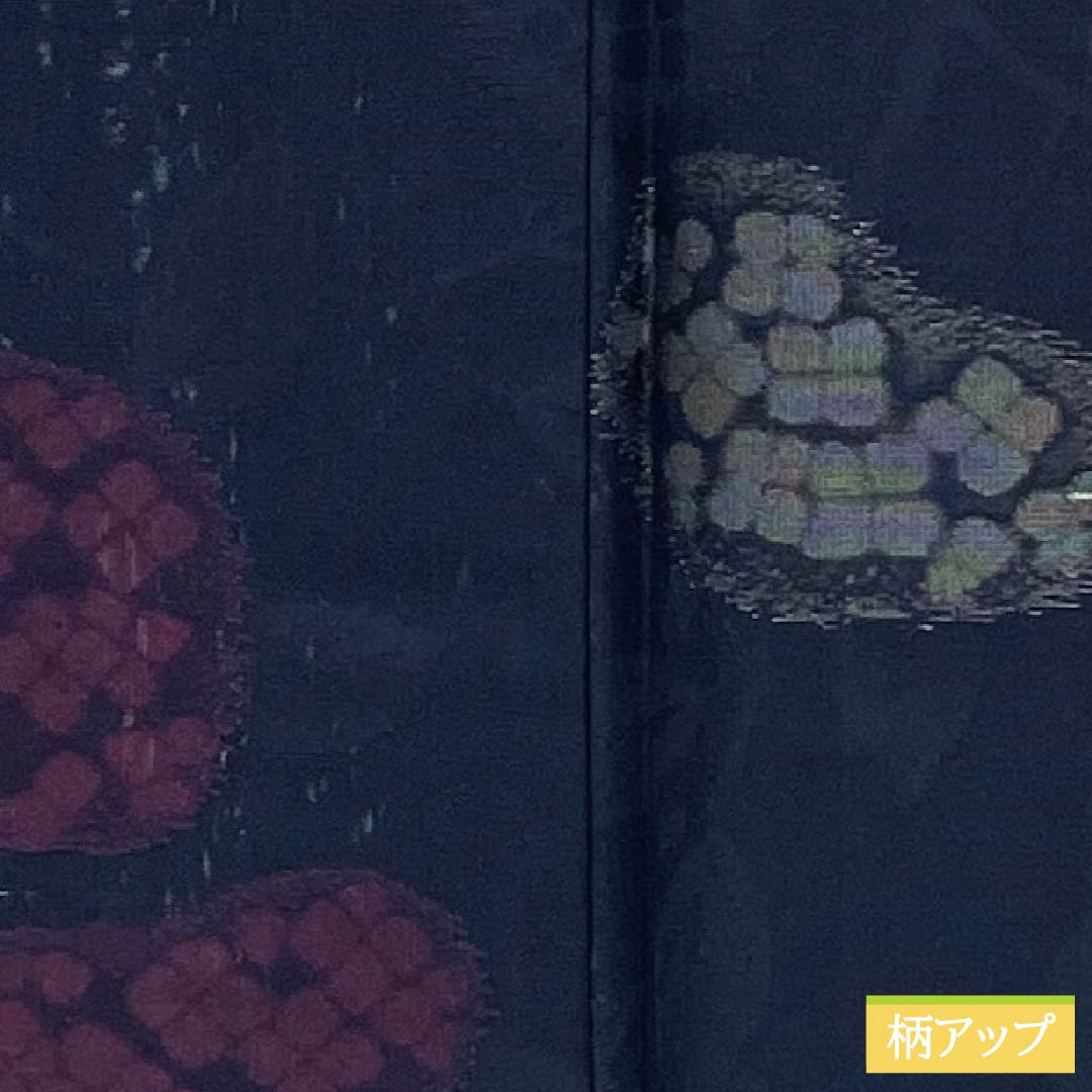 夏物 正絹 お召 Sランク 身丈157cm 裄丈64cm 濃紺色(のうこんいろ) 紫陽花 紗 紺系 1132004352318