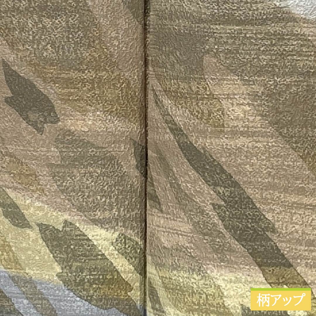 訪問着 正絹 Aランク 袷 身丈164.5cm 裄丈63cm 淡朽葉色(うすくちばいろ) 抽象模様 ベージュ系 1112007463425