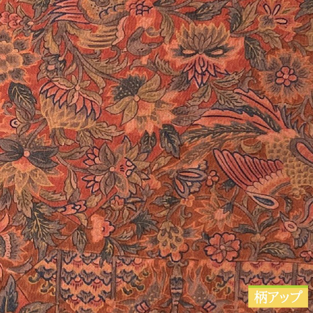 小紋 正絹 身丈159.5cm 裄丈64cm 袷 猩々茶色(しょうじょうちゃいろ) 型染 更紗模様 しつけ糸付き Sランク 茶系 1115005012314