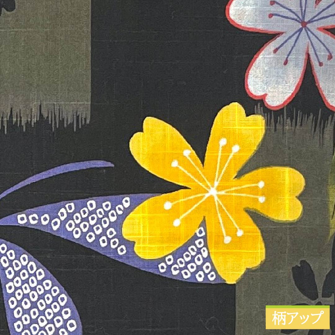 浴衣 木綿 身丈162.5cm 裄丈67cm Sランク 単衣 グラデーション系 鈍色(にびいろ) 桜 蝶 1118005252499