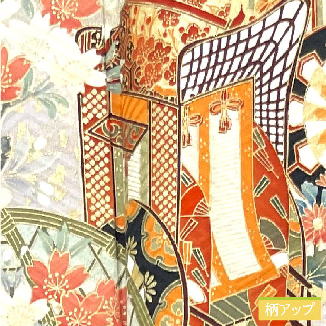 訪問着 正絹 袷 身丈156cm 裄丈66.5cm 瑠璃色 京友禅 吉祥文様 Sランク 紺系 1112003742318