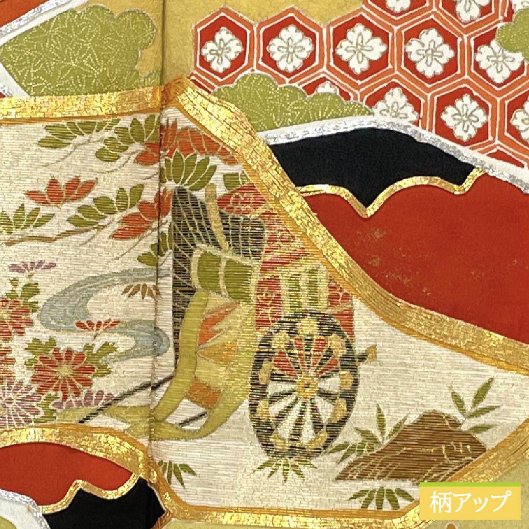 黒留袖 正絹 Aランク 身丈155.5cm 裄丈63cm 袷 京友禅 五つ紋 五三桐 吉祥文様 御所車 茶屋辻 五つ紋 黒系 1111001943310