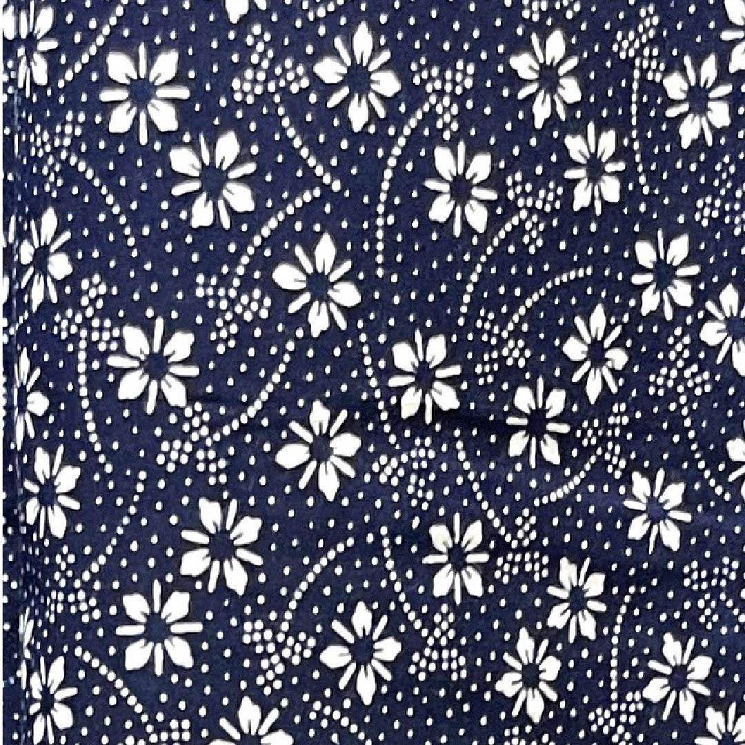 浴衣 濃紺色 花模様 木綿 Aランク 単衣 身丈152cm 裄丈63cm 紺系 1118004073218