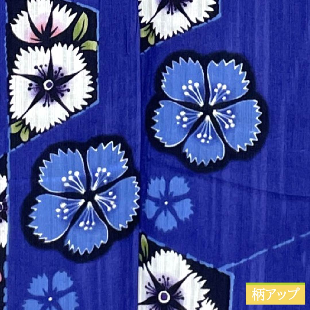 浴衣 木綿 身丈150cm 裄丈65cm Sランク 単衣 青系 青紫色(あおむらさきいろ) トンボ 撫子 1118006592117