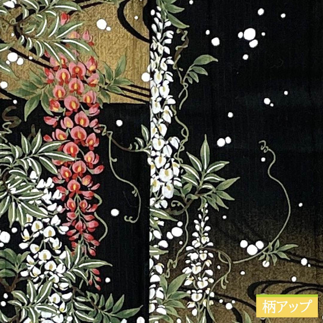 浴衣 木綿 身丈165.5cm 裄丈67cm Sランク 単衣 黒系 変わり竪絽 藤 流水 市松 1118006532510